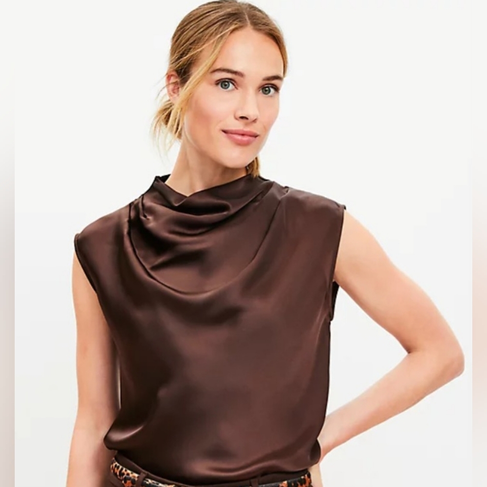 Satin Cowl Neck Shell
